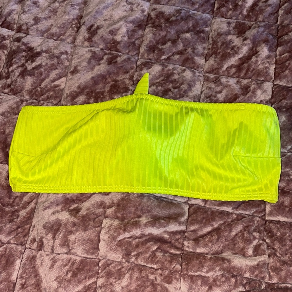 Garage | Neon Yellow Bandeau Bikini Top | Size: Small